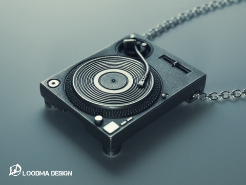 Turntable Necklace / SD Card Holder - Silver (925)